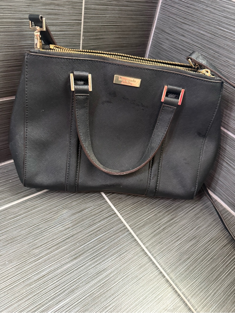 kate spade Black Satchel with Gold Hardware